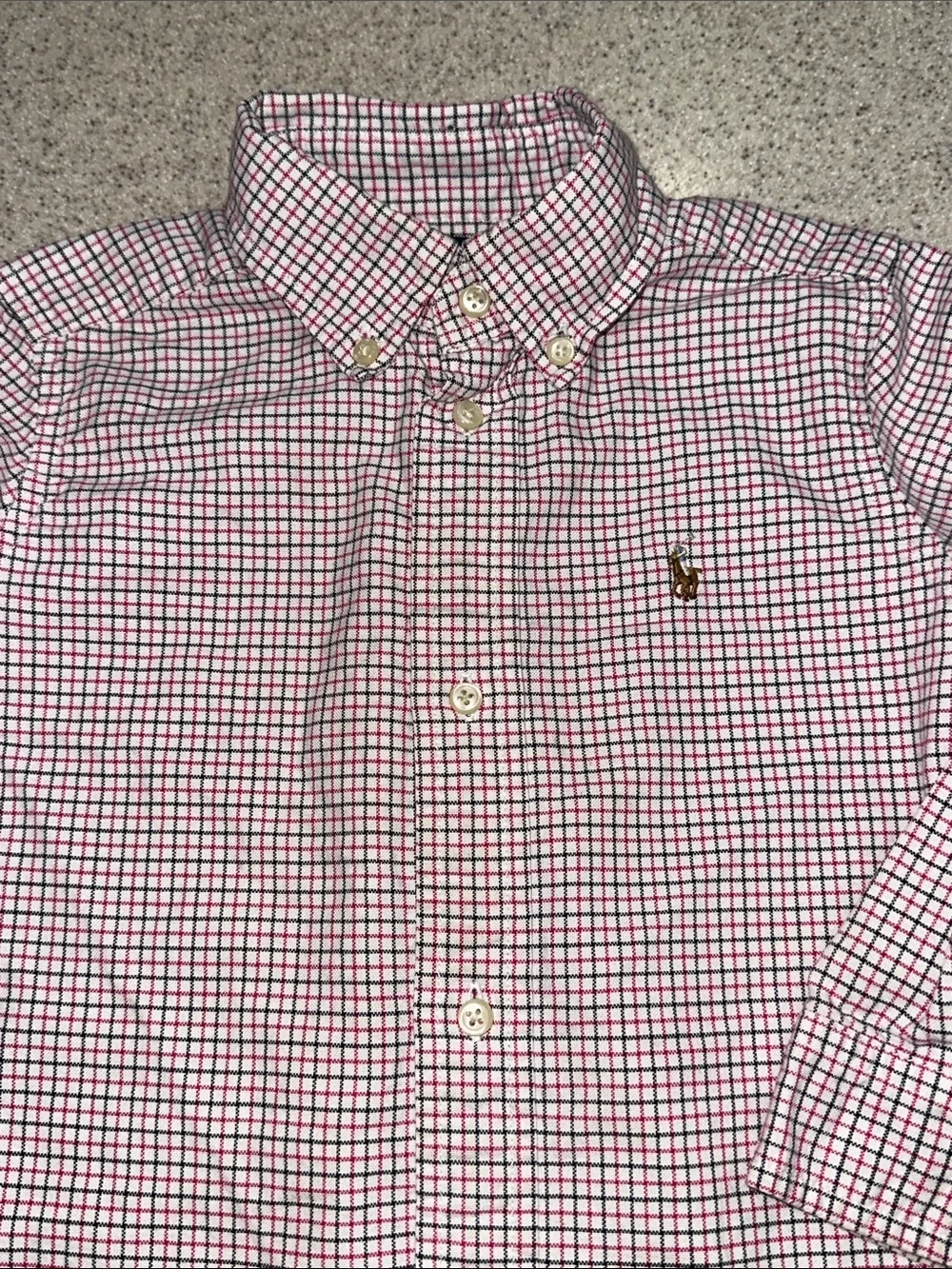 Ralph Lauren Pink and Black Check Polo Button-Down Shirt 3T